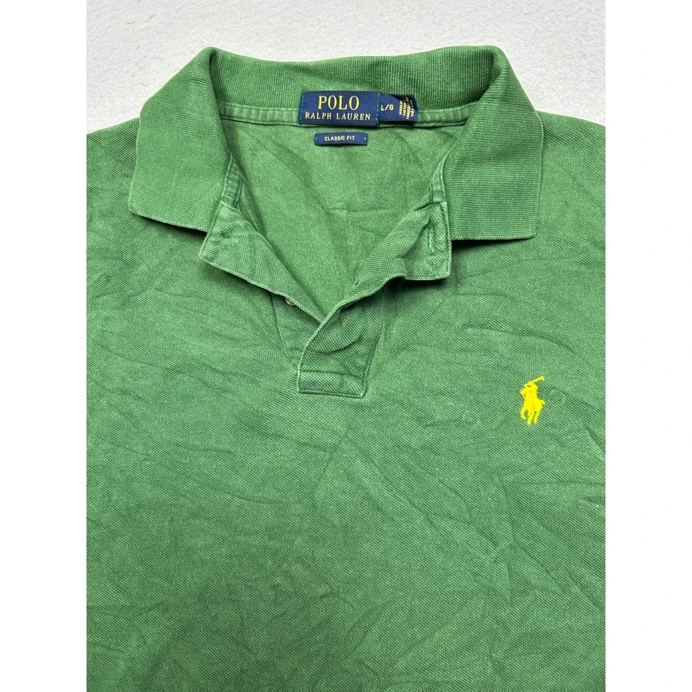 Polo Ralph Lauren Polo Shirt Cotton Pique Green Large Mens